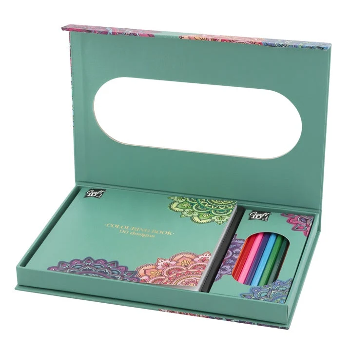 Mandala Coloring Book and Colored Pencils Set