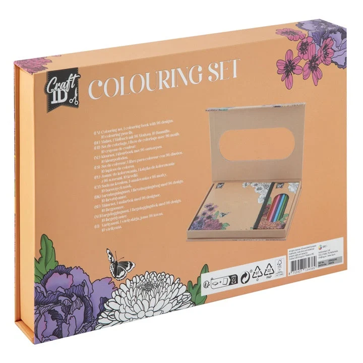 Flowers Coloring Book and Colored Pencils Set