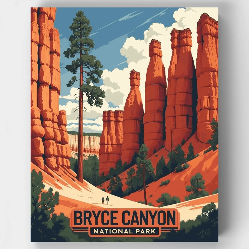 Bryce Canyon National Park Hoodoo Canyon Trail - Paint by Numbers Kit