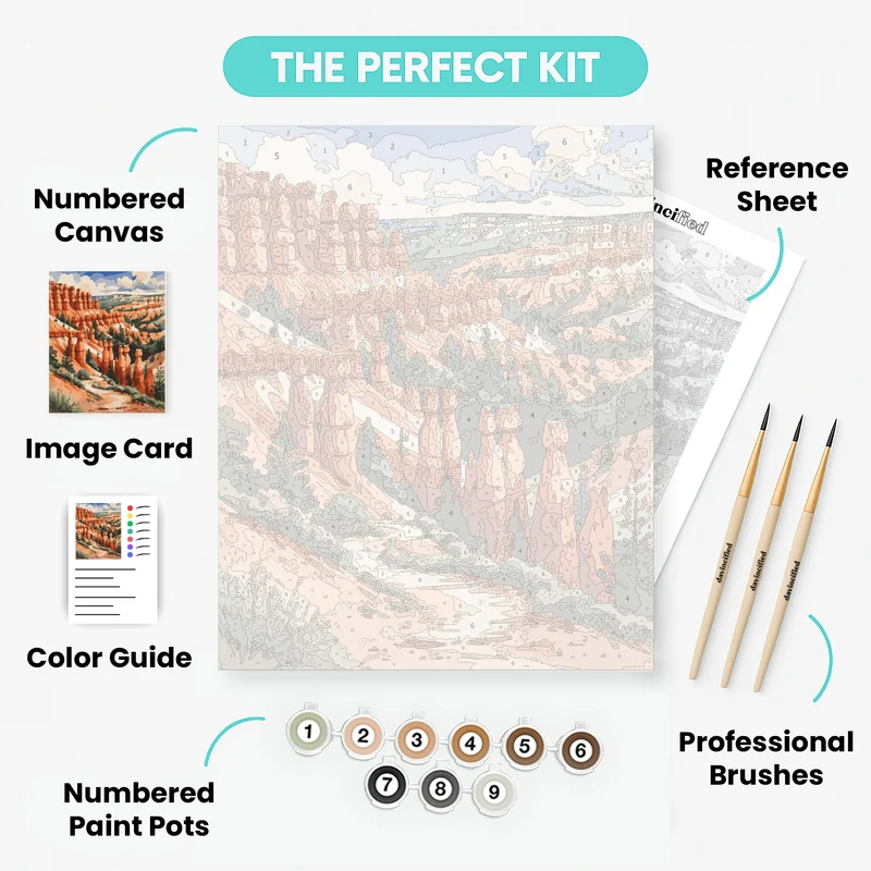 Bryce Canyon National Park Hoodoo Trail Vista - Paint by Numbers Kit
