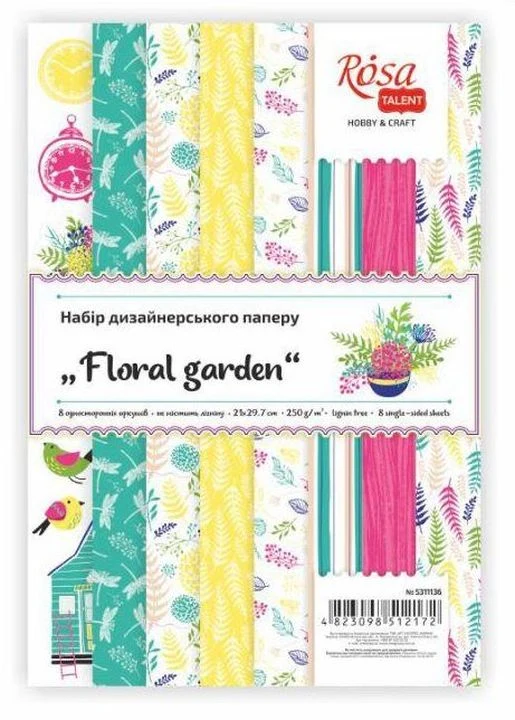 Scrapbooking Paper Set Floral garden 21 x 29.7 cm