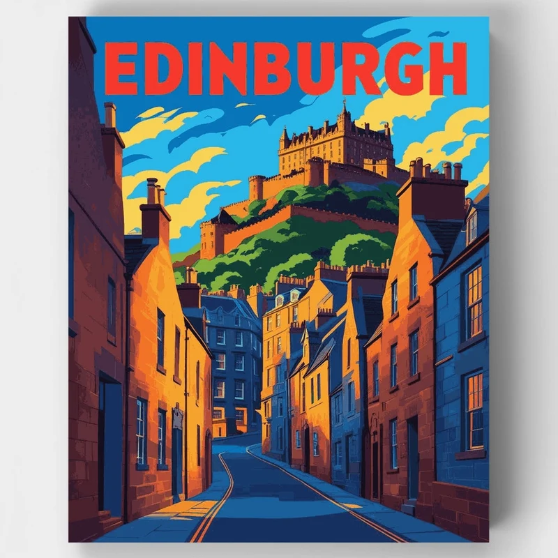 Edinburgh Old Town Street - Paint by Numbers Kit