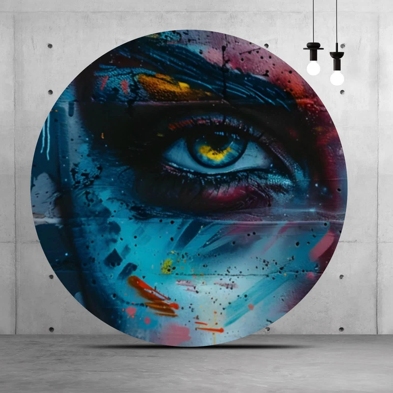 Aluminiumbild Beeindruckendes Gesichtsgraffiti Kreis