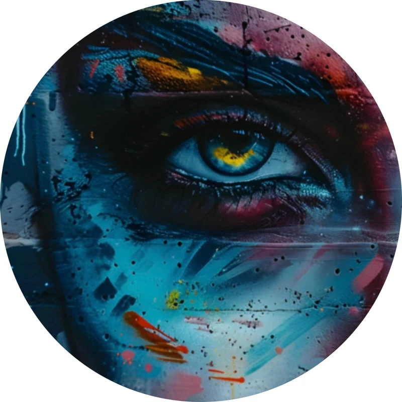 Aluminiumbild Beeindruckendes Gesichtsgraffiti Kreis