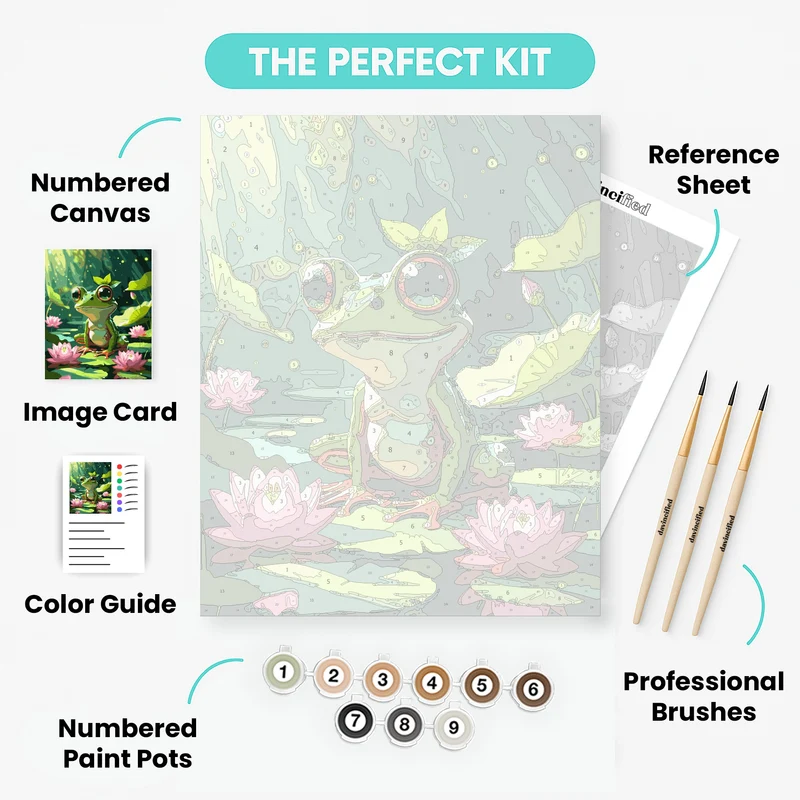 Enchanted Frog on Lily Pad - Paint by Numbers Kit