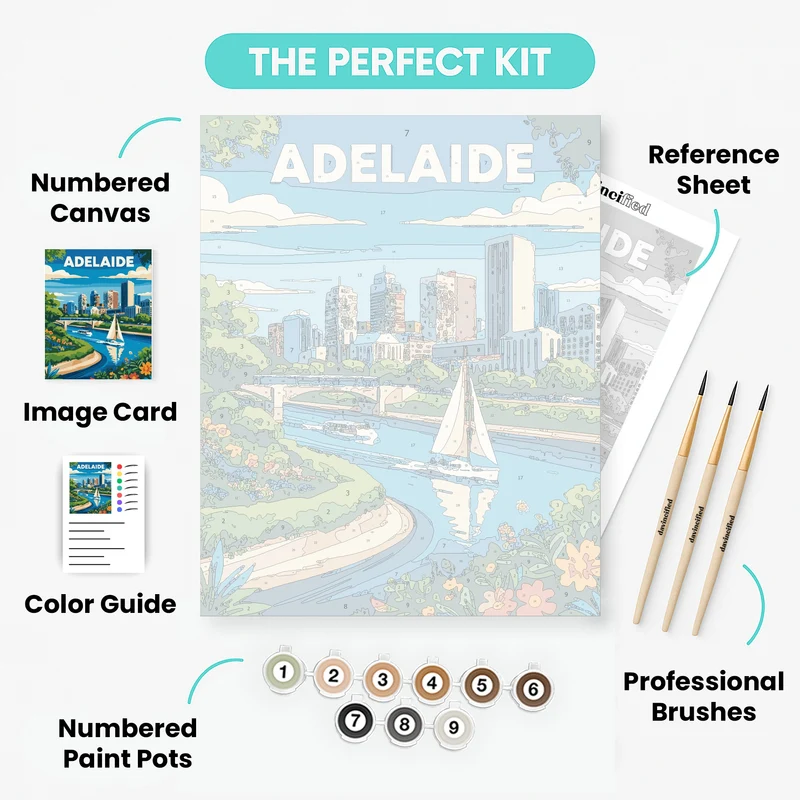 Adelaide River Sailboat & City Skyline - Paint by Numbers Kit