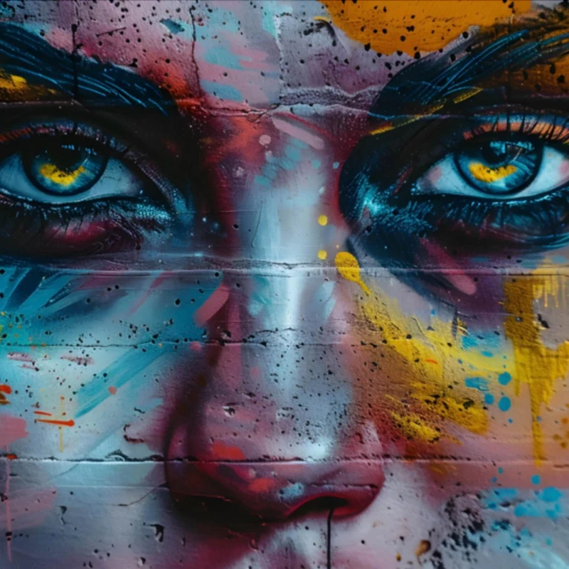 Leinwandbild Beeindruckendes Gesichtsgraffiti Quadrat