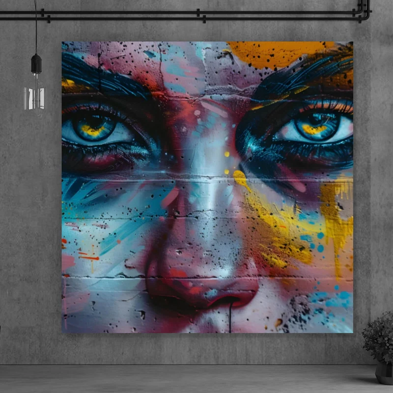 Poster Beeindruckendes Gesichtsgraffiti Quadrat