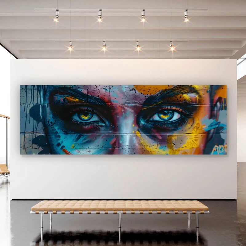 Aluminiumbild gebürstet Beeindruckendes Gesichtsgraffiti Panorama