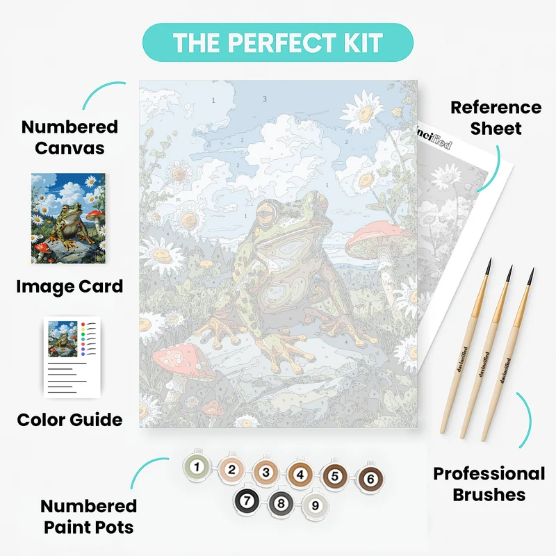Frog in a Wildflower Meadow - Paint by Numbers Kit
