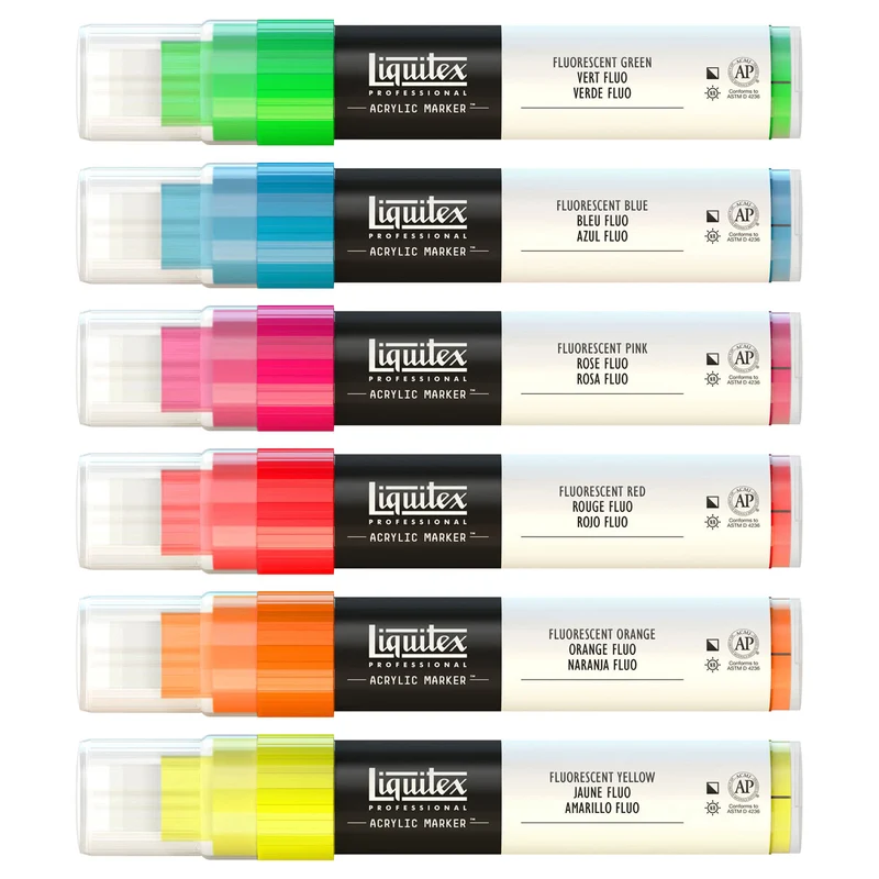 Liquitex Professional - Fluorescent Markers Set - 6x15mm Wide