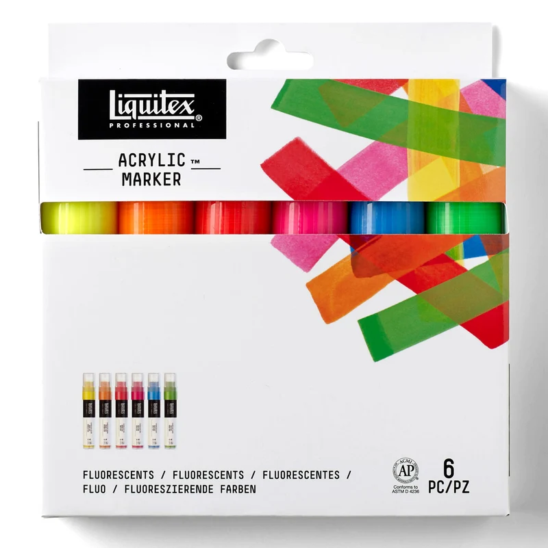Liquitex Professional - Fluorescent Markers Set - 6x15mm Wide
