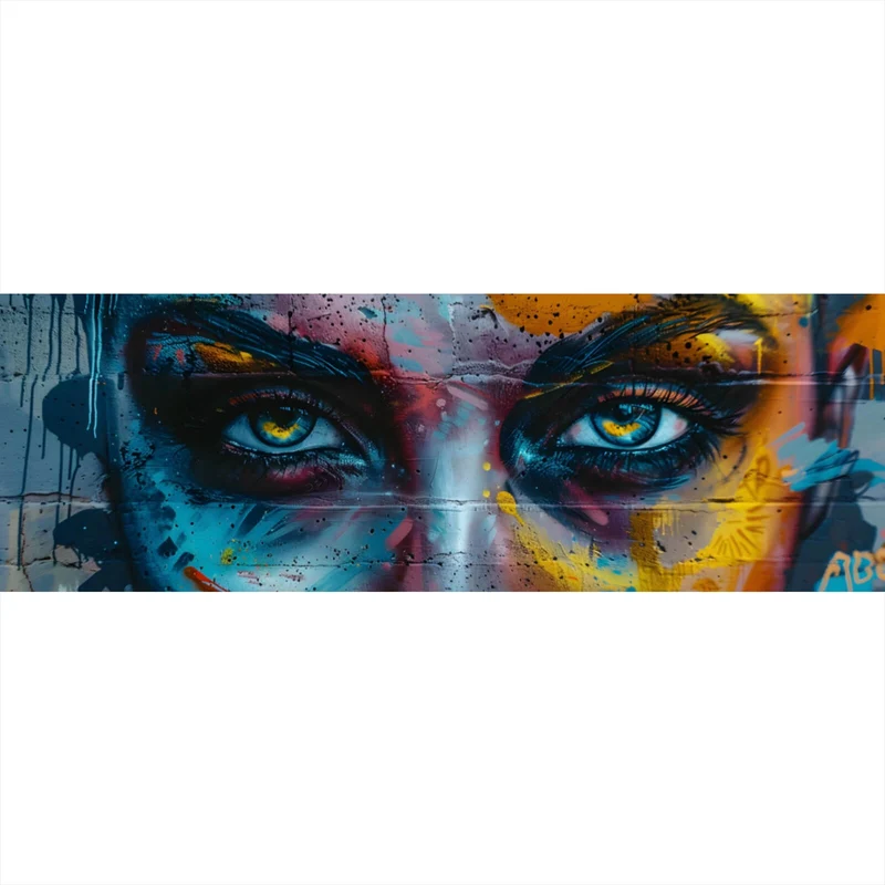 Poster Beeindruckendes Gesichtsgraffiti Panorama