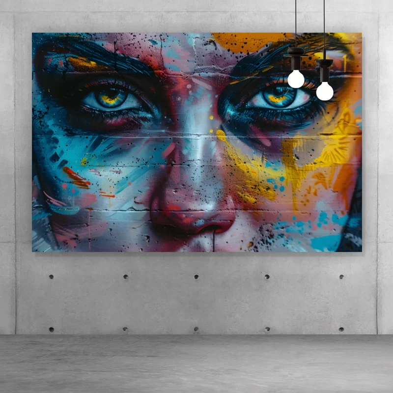 Aluminiumbild Beeindruckendes Gesichtsgraffiti Querformat
