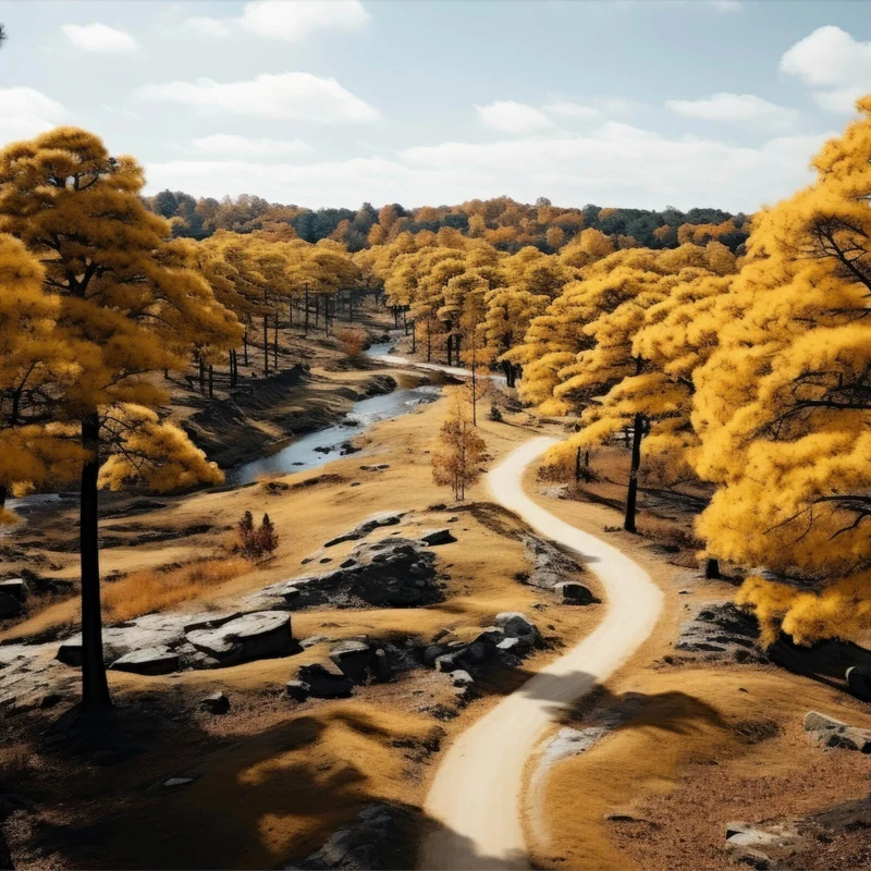 Spannrahmenbild Atemberaubende Landschaft mit malerischen Bäumen Quadrat