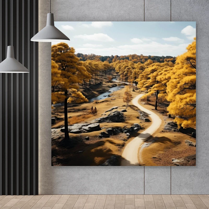 Poster Atemberaubende Landschaft mit malerischen Bäumen Quadrat