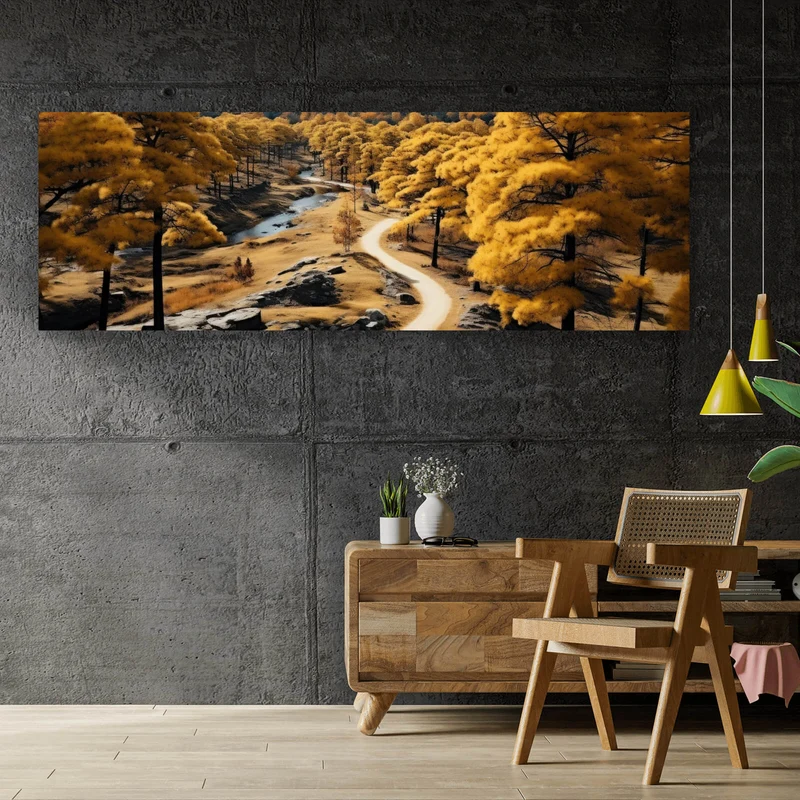 Acrylglasbild Atemberaubende Landschaft mit malerischen Bäumen Panorama