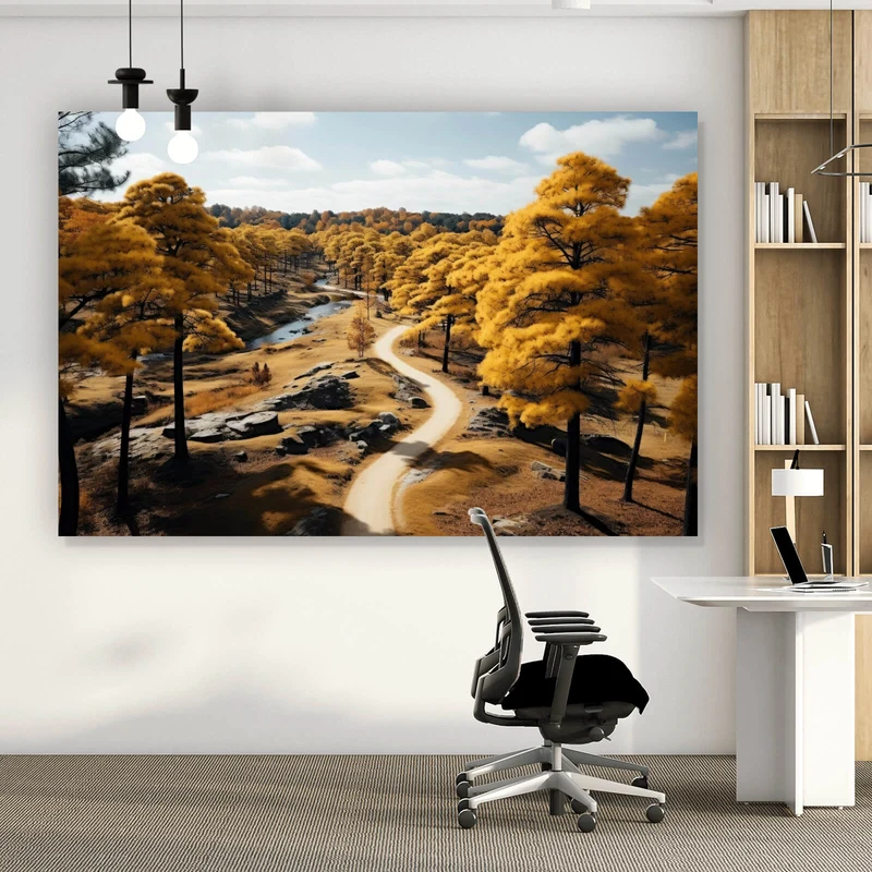 Spannrahmenbild Atemberaubende Landschaft mit malerischen Bäumen Querformat
