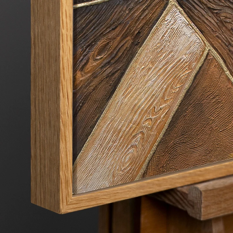 Geometrisches Acrylbild in Rahmen mit Goldstruktur – Wandkunst „Geometrie des Goldes“