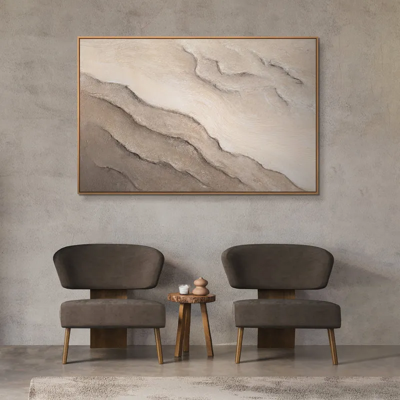 Abstraktes Acrylbild in Beige Grau in Rahmen – Struktur Wandkunst „Spuren der Zeit“