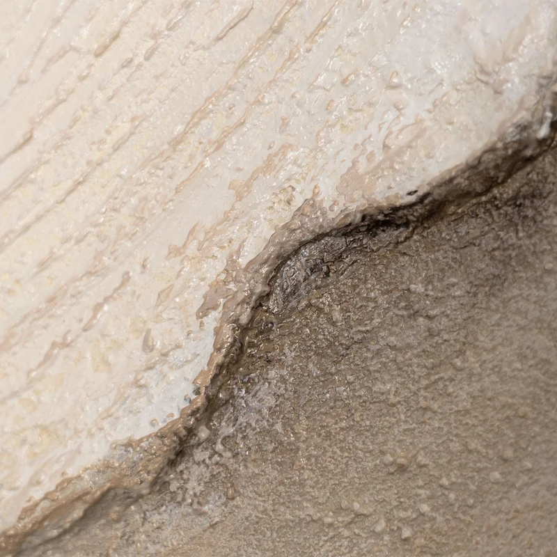 Abstraktes Acrylbild in Beige Grau in Rahmen – Struktur Wandkunst „Spuren der Zeit“