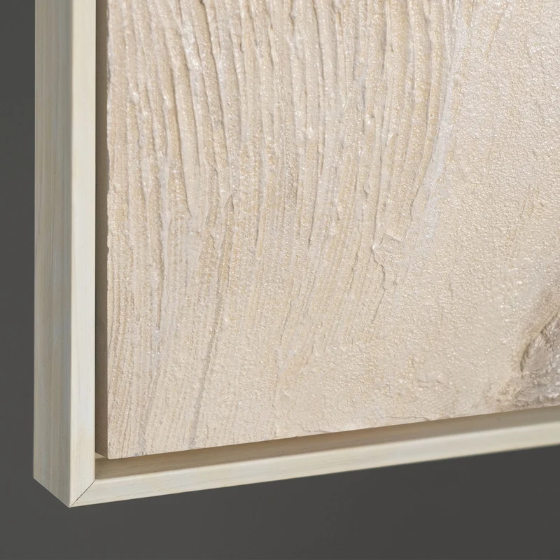 Abstraktes Acrylbild in Beige Grau in Rahmen – Struktur Wandkunst „Spuren der Zeit“