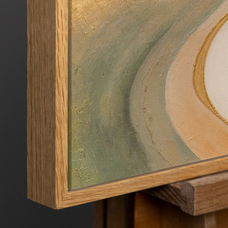 Modernes Acrylgemälde auf Leinwand „Echo des Windes“ in warmen Naturtönen mit Rahmen