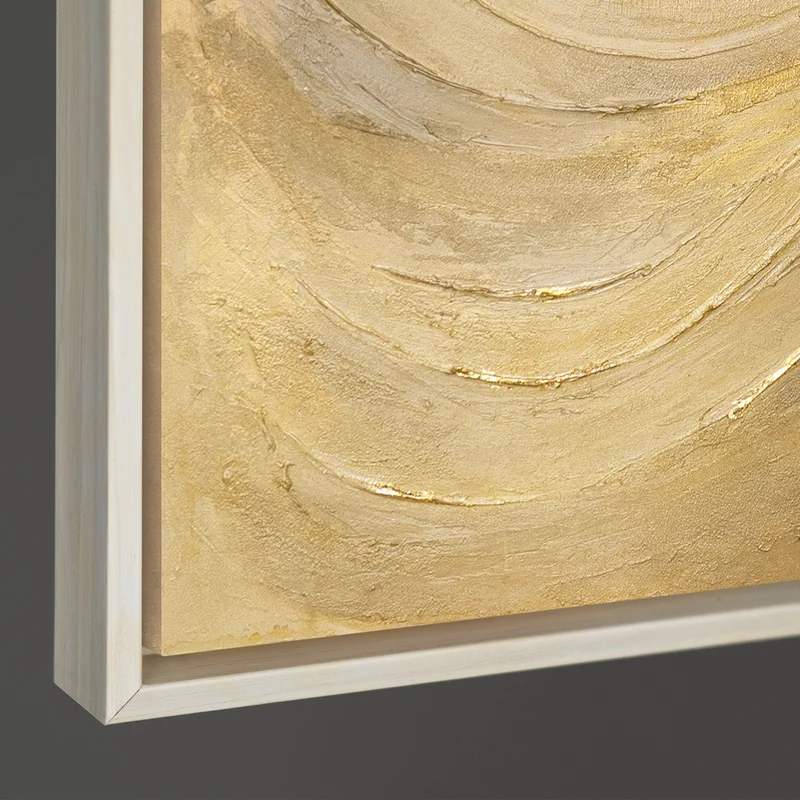 Handgemaltes abstraktes Gemälde mit Goldstruktur – Moderne Acrylbild mit Rahmen „Kreise der Zeit“