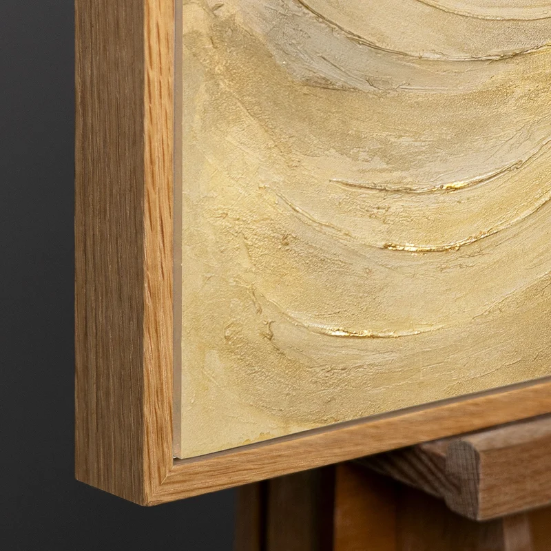 Handgemaltes abstraktes Gemälde mit Goldstruktur – Moderne Acrylbild mit Rahmen „Kreise der Zeit“