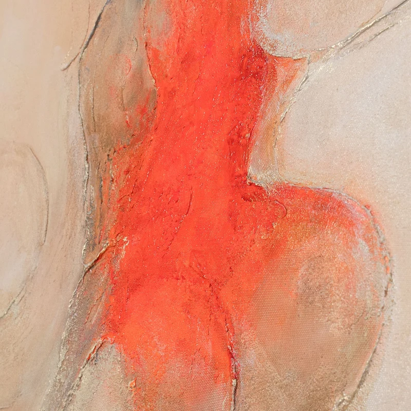 Abstraktes Acrylbild mit rotem Akzent – moderne Wandkunst „Echo der Flammen“
