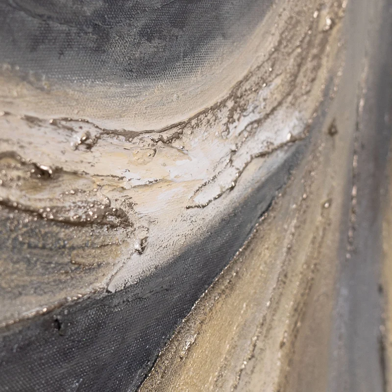 Modernes abstraktes Acrylbild in Beige Grau – Struktur Wandkunst „Sand und Wolken“