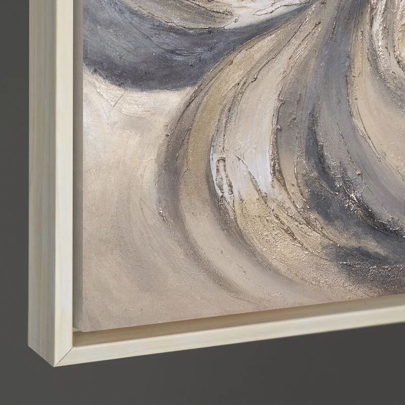 Modernes abstraktes Acrylbild in Beige Grau – Struktur Wandkunst „Sand und Wolken“
