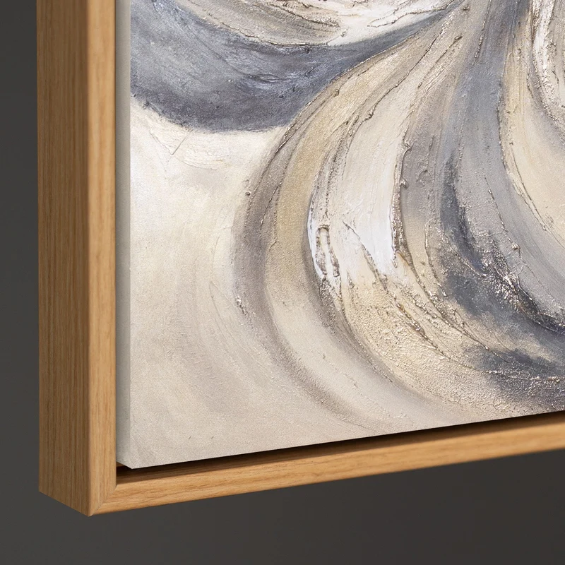 Modernes abstraktes Acrylbild in Beige Grau – Struktur Wandkunst „Sand und Wolken“