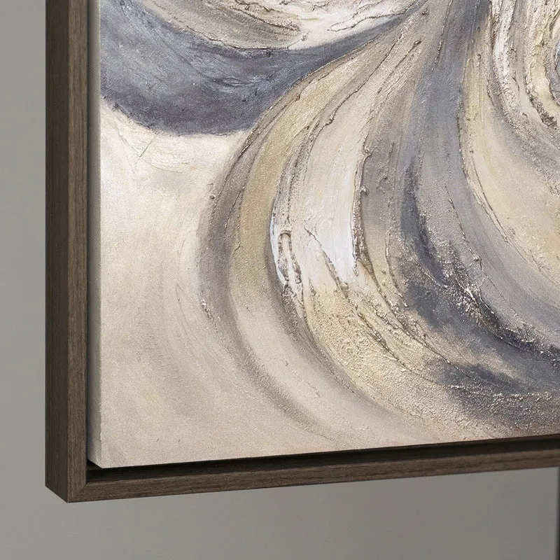 Modernes abstraktes Acrylbild in Beige Grau – Struktur Wandkunst „Sand und Wolken“