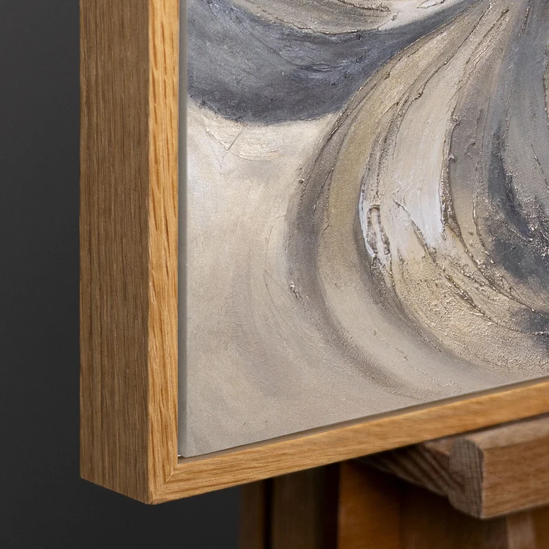 Modernes abstraktes Acrylbild in Beige Grau – Struktur Wandkunst „Sand und Wolken“