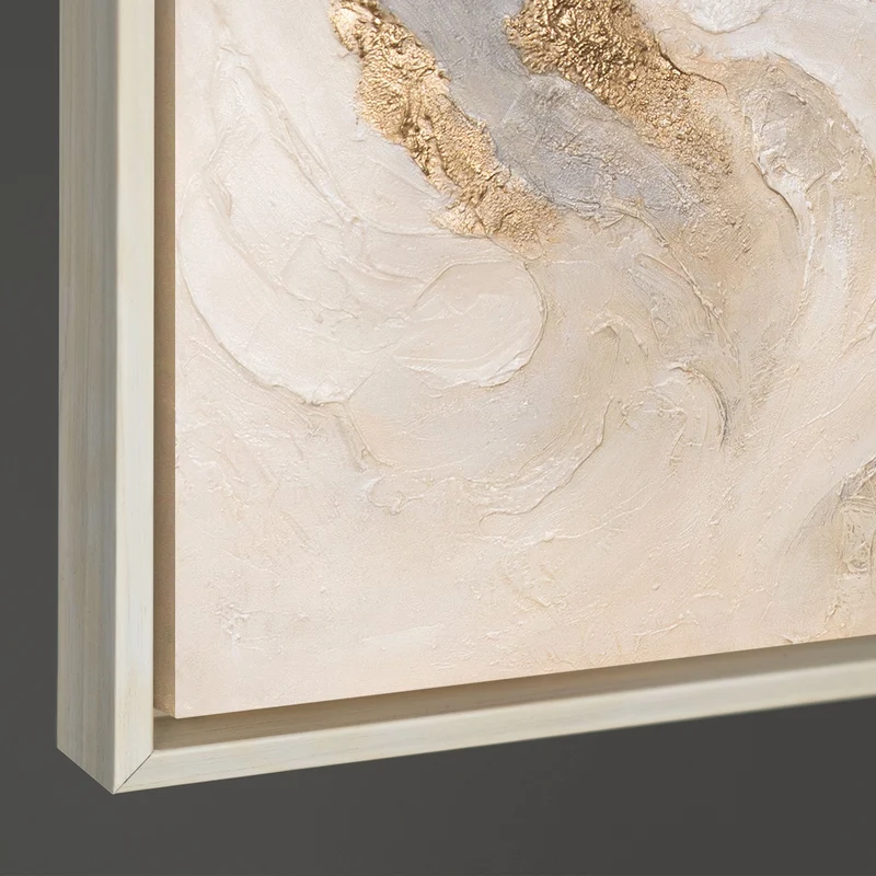 Modernes Struktur Gemälde in Naturtönen – Handgemalte Leinwandkunst mit Rahmen „Strahlende Ströme“