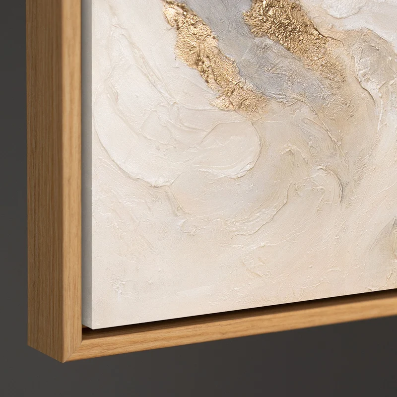 Modernes Struktur Gemälde in Naturtönen – Handgemalte Leinwandkunst mit Rahmen „Strahlende Ströme“