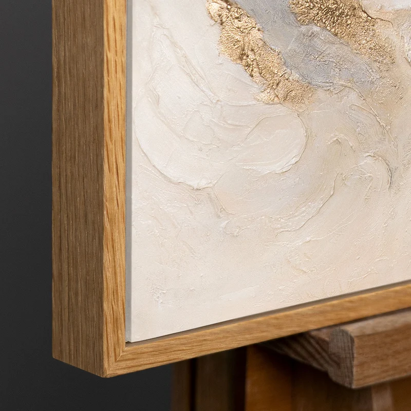 Modernes Struktur Gemälde in Naturtönen – Handgemalte Leinwandkunst mit Rahmen „Strahlende Ströme“