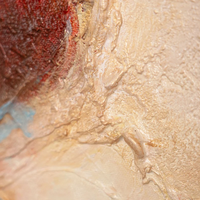 Handgemaltes Acrylbild mit Rahmen – Moderne Wandkunst in Blau Rot „Musik in Farbe“