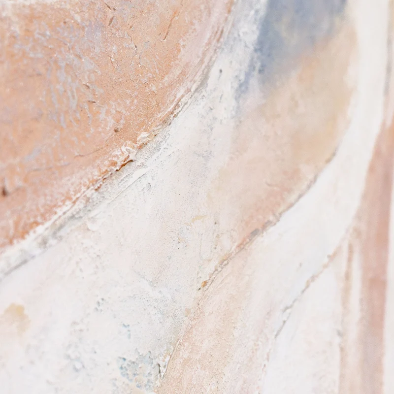 Abstraktes Leinwandbild Beige Blau – Struktur Gemälde mit Rahmen „Windlinien“