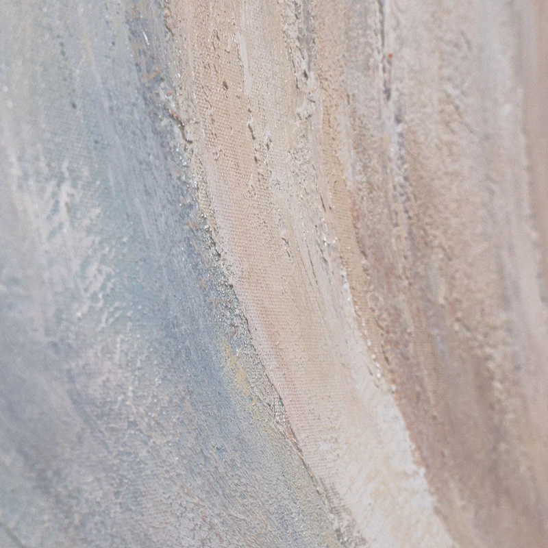 Abstraktes Leinwandbild Beige Blau – Struktur Gemälde mit Rahmen „Windlinien“