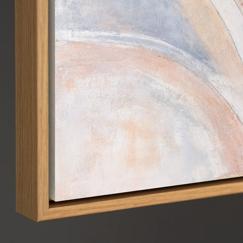 Abstraktes Leinwandbild Beige Blau – Struktur Gemälde mit Rahmen „Windlinien“