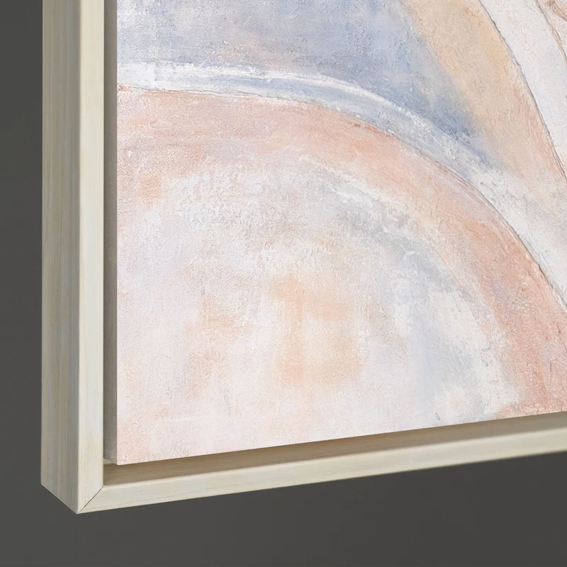 Abstraktes Leinwandbild Beige Blau – Struktur Gemälde mit Rahmen „Windlinien“