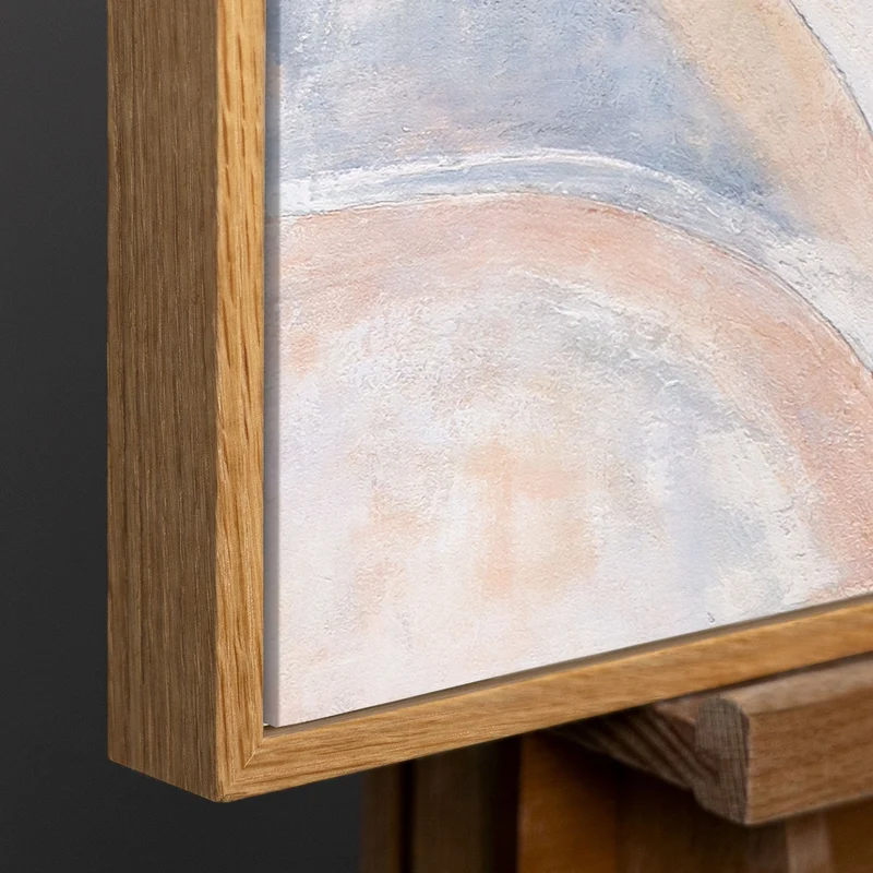 Abstraktes Leinwandbild Beige Blau – Struktur Gemälde mit Rahmen „Windlinien“