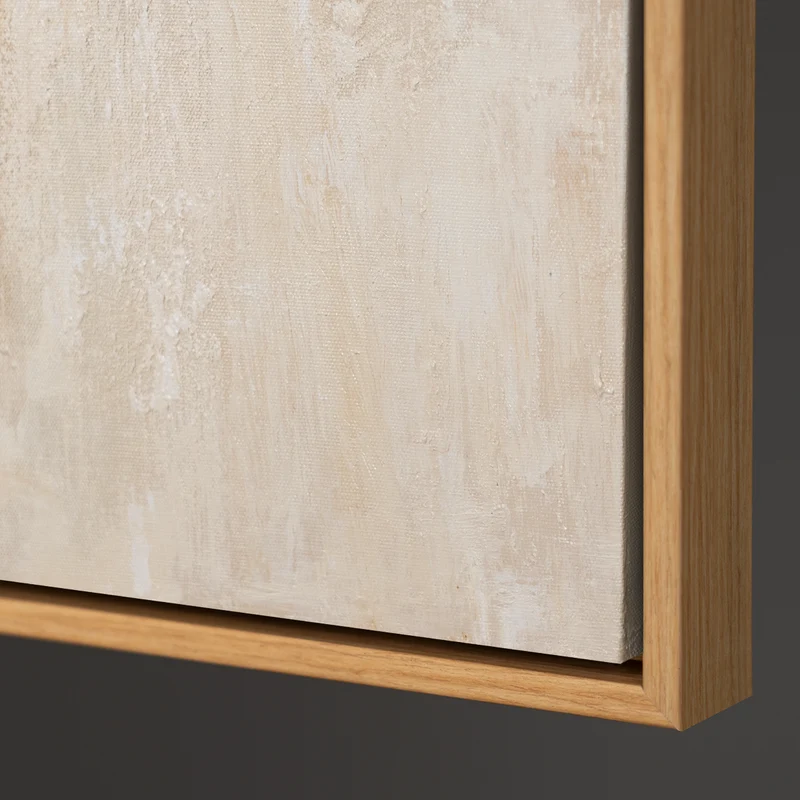 Abstraktes Gemälde mit Rahmen - Modernes Wandbild in Beige Blau Gold „Lichtübergänge“