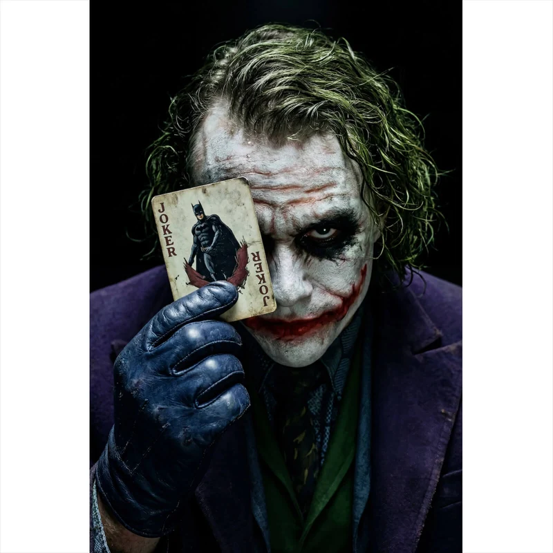 Aluminiumbild gebürstet Mysteriöses Joker Porträt Hochformat