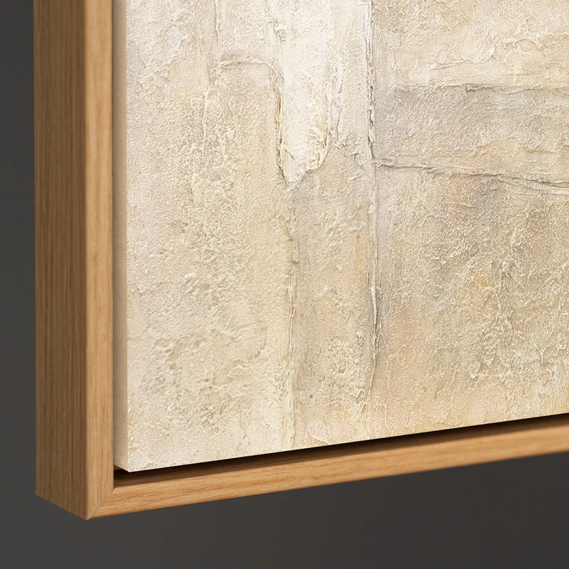 Abstraktes Acrylbild auf Leinwand in Beige Grau „Vertikalen der Zeit“