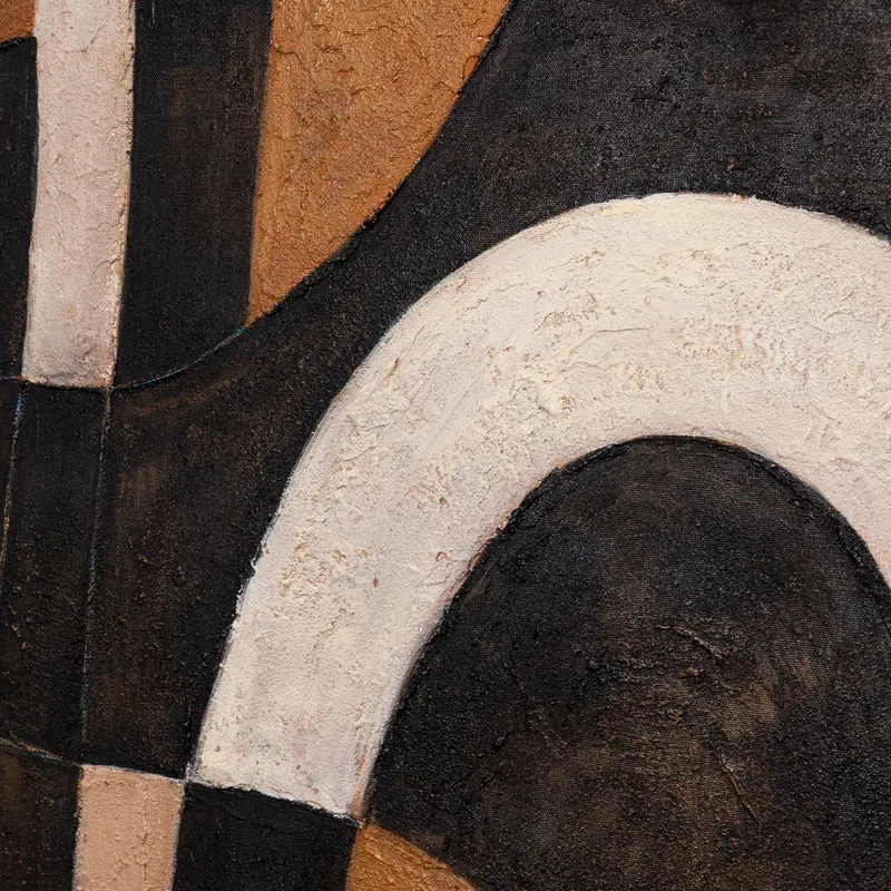 Abstraktes Acrylbild Geometrie mit Rahmen – Handgemaltes Wandbild „Harmonie der Kurven“