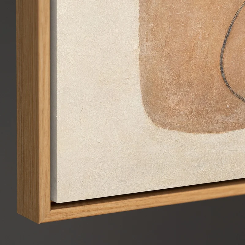 Modernes Gemälde Beige & Grau mit Rahmen – Abstrakte Kunst „Ausgewogenheit der Kontraste“
