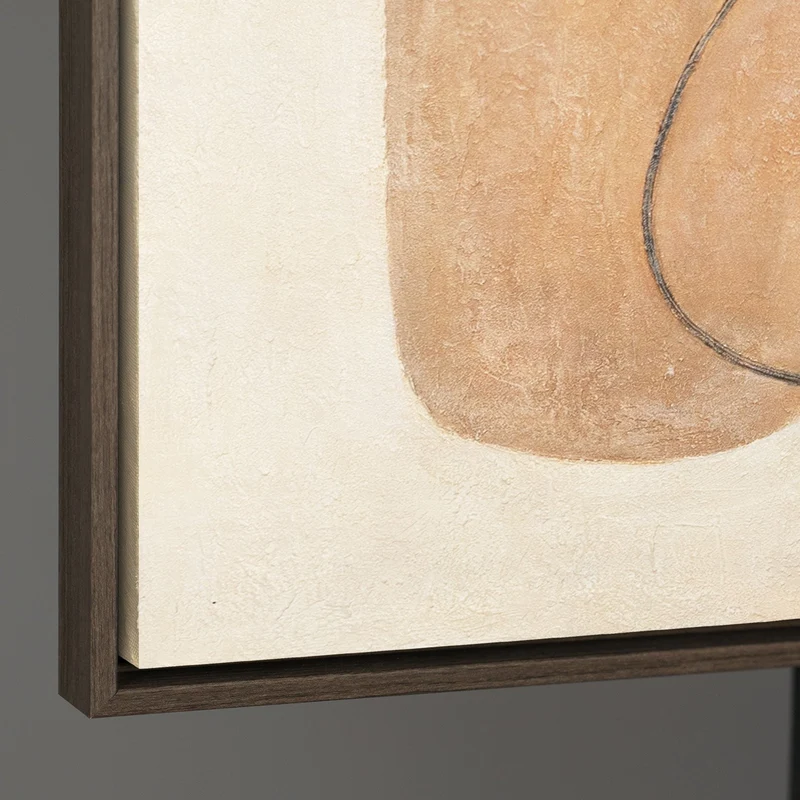 Modernes Gemälde Beige & Grau mit Rahmen – Abstrakte Kunst „Ausgewogenheit der Kontraste“